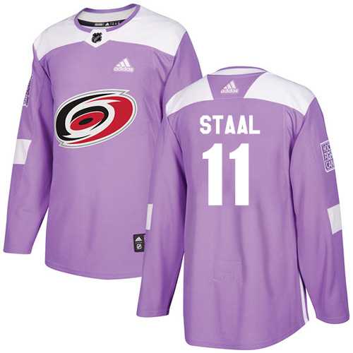 Men's Adidas Carolina Hurricanes #11 Jordan Staal Purple Authentic Fights Cancer Stitched NHL Jersey