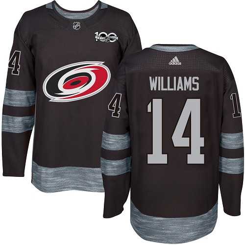 Men's Adidas Carolina Hurricanes #14 Justin Williams Black 1917-2017 100th Anniversary Stitched NHL Jersey