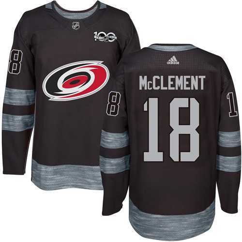Men's Adidas Carolina Hurricanes #18 Jay McClement Black 1917-2017 100th Anniversary NHL Jersey