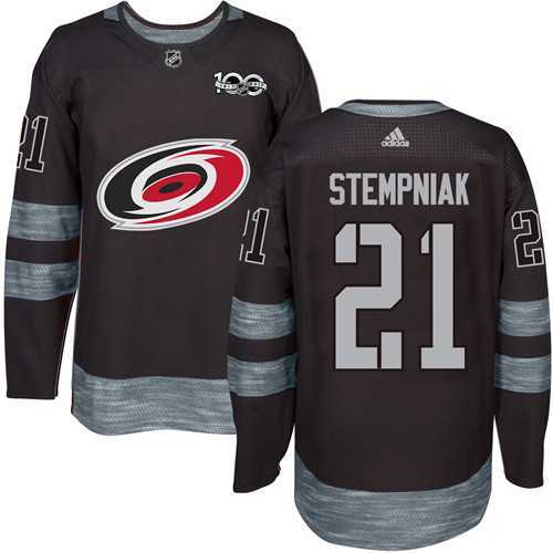 Men's Adidas Carolina Hurricanes #21 Lee Stempniak Black 1917-2017 100th Anniversary NHL Jersey