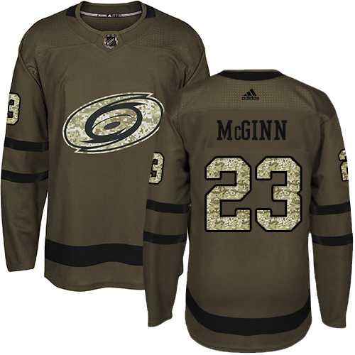 Men's Adidas Carolina Hurricanes #23 Brock McGinn Green Salute to Service Stitched NHL Jersey