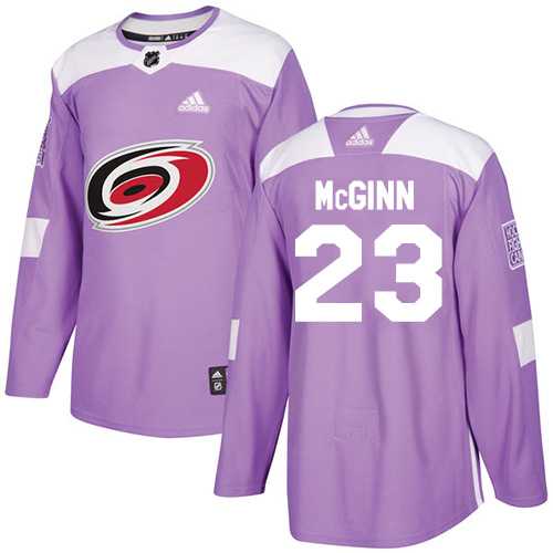 Men's Adidas Carolina Hurricanes #23 Brock McGinn Purple Authentic Fights Cancer Stitched NHL Jersey
