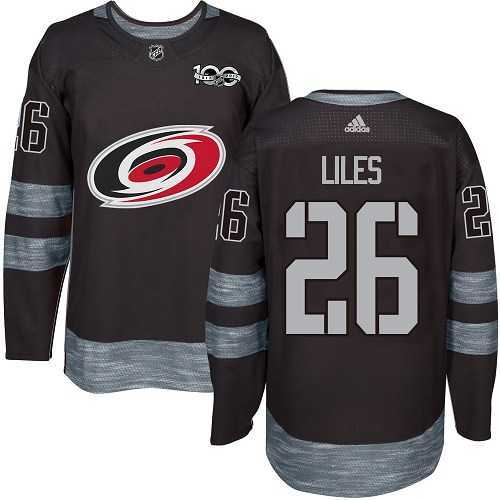Men's Adidas Carolina Hurricanes #26 John-Michael Liles Black 1917-2017 100th Anniversary NHL Jersey