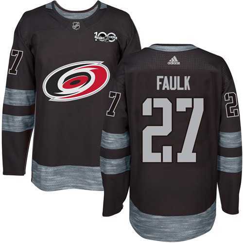 Men's Adidas Carolina Hurricanes #27 Justin Faulk Black 1917-2017 100th Anniversary NHL Jersey Men's Adidas Carolina Hurricanes #27 Justin Faulk Black 1917-2017 100th Anniversary NHL Jersey