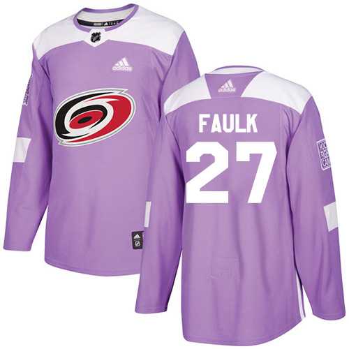 Men's Adidas Carolina Hurricanes #27 Justin Faulk Purple Authentic Fights Cancer Stitched NHL Jersey