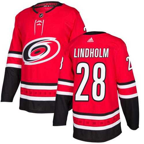 Men's Adidas Carolina Hurricanes #28 Elias Lindholm Red Home Authentic Stitched NHL Jersey