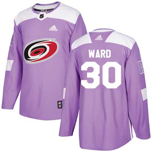 Men's Adidas Carolina Hurricanes #30 Cam Ward Purple Authentic Fights Cancer Stitched NHL Jersey