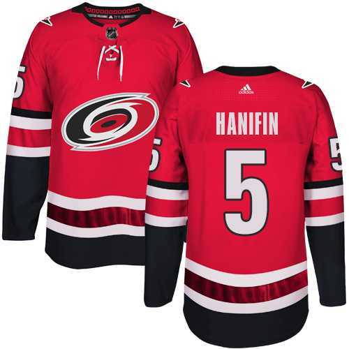 Men's Adidas Carolina Hurricanes #5 Noah Hanifin Authentic Red Home NHL Jersey