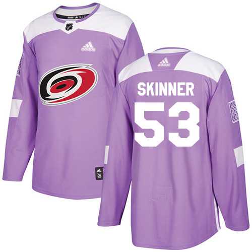 Men's Adidas Carolina Hurricanes #53 Jeff Skinner Purple Authentic Fights Cancer Stitched NHL Jersey