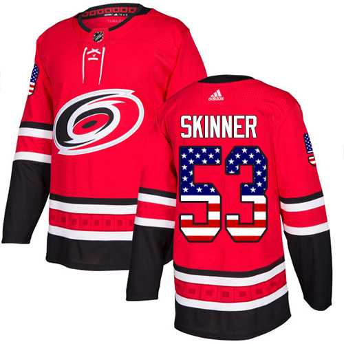Men's Adidas Carolina Hurricanes #53 Jeff Skinner Red Home Authentic USA Flag Stitched NHL Jersey