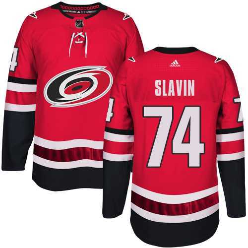 Men's Adidas Carolina Hurricanes #74 Jaccob Slavin Authentic Red Home NHL Jersey