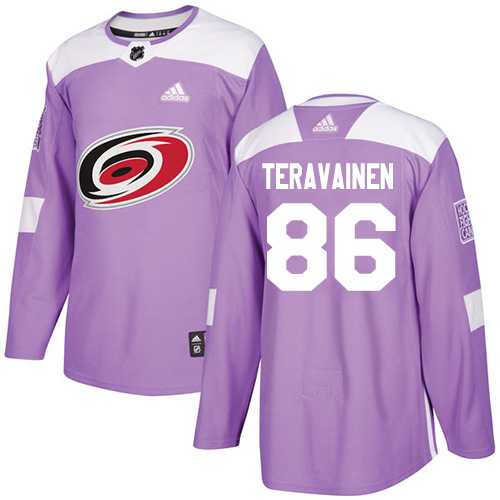 Men's Adidas Carolina Hurricanes #86 Teuvo Teravainen Purple Authentic Fights Cancer Stitched NHL Jersey