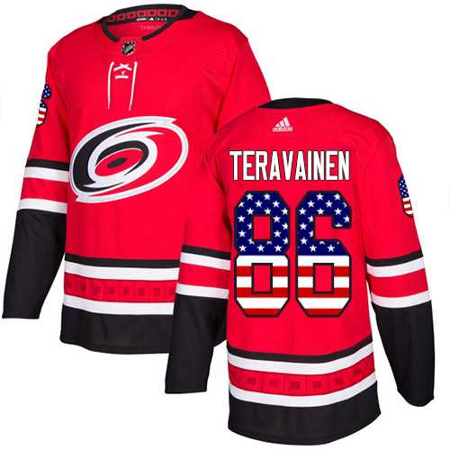 Men's Adidas Carolina Hurricanes #86 Teuvo Teravainen Red Home Authentic USA Flag Stitched NHL Jersey
