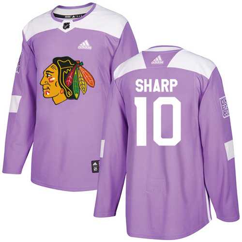 Men's Adidas Chicago Blackhawks #10 Patrick Sharp Purple Authentic Fights Cancer Stitched NHL