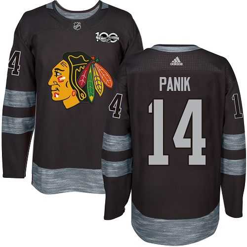 Men's Adidas Chicago Blackhawks #14 Richard Panik Black 1917-2017 100th Anniversary Stitched NHL Jersey