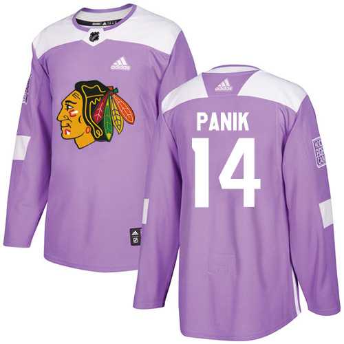 Men's Adidas Chicago Blackhawks #14 Richard Panik Purple Authentic Fights Cancer Stitched NHL
