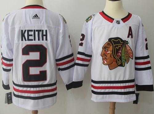 Men's Adidas Chicago Blackhawks #2 Duncan Keith White Road Authentic Stitched NHL Jersey