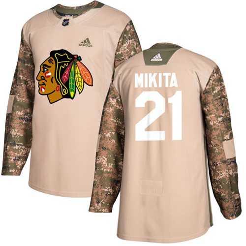 Men's Adidas Chicago Blackhawks #21 Stan Mikita Camo Authentic 2017 Veterans Day Stitched NHL Jersey