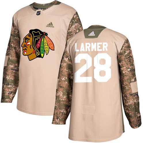 Men's Adidas Chicago Blackhawks #28 Steve Larmer Camo Authentic 2017 Veterans Day Stitched NHL Jersey