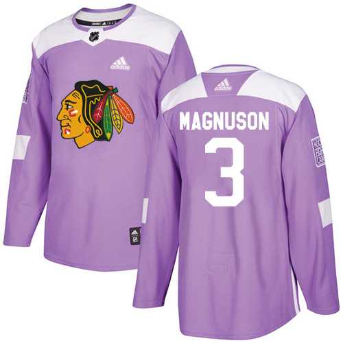 Men's Adidas Chicago Blackhawks #3 Keith Magnuson Purple Authentic Fights Cancer Stitched NHL