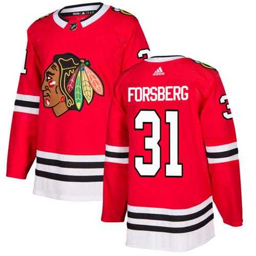 Men's Adidas Chicago Blackhawks #31 Anton Forsberg Red Home Authentic Stitched NHL Jersey
