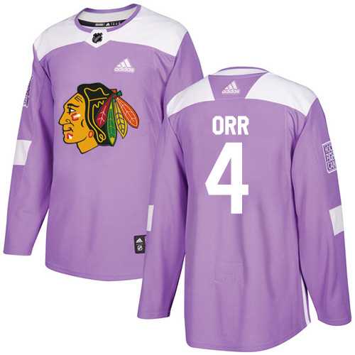 Men's Adidas Chicago Blackhawks #4 Bobby Orr Purple Authentic Fights Cancer Stitched NHL