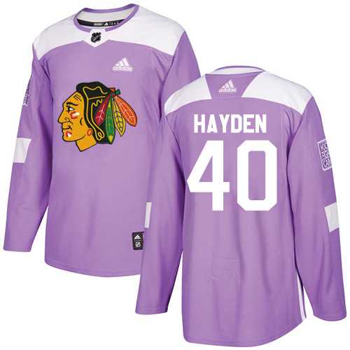 Men's Adidas Chicago Blackhawks #40 John Hayden Purple Authentic Fights Cancer Stitched NHL