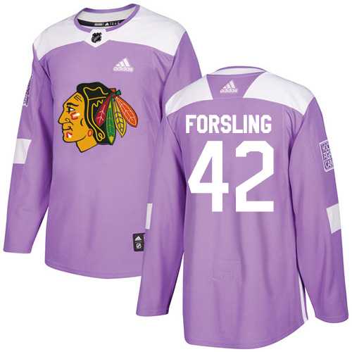 Men's Adidas Chicago Blackhawks #42 Gustav Forsling Purple Authentic Fights Cancer Stitched NHL