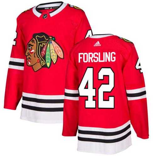Men's Adidas Chicago Blackhawks #42 Gustav Forsling Red Home Authentic Stitched NHL Jersey