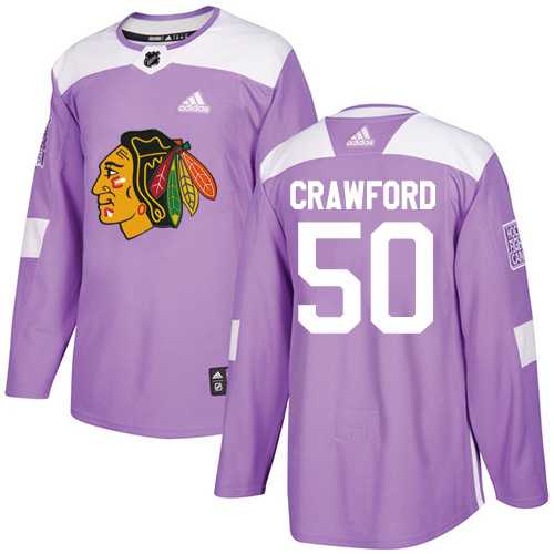 Men's Adidas Chicago Blackhawks #50 Corey Crawford Purple Authentic Fights Cancer Stitched NHL