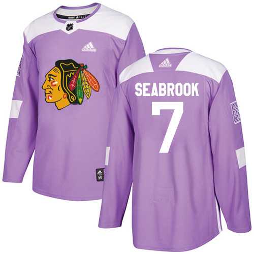 Men's Adidas Chicago Blackhawks #7 Brent Seabrook Purple Authentic Fights Cancer Stitched NHL