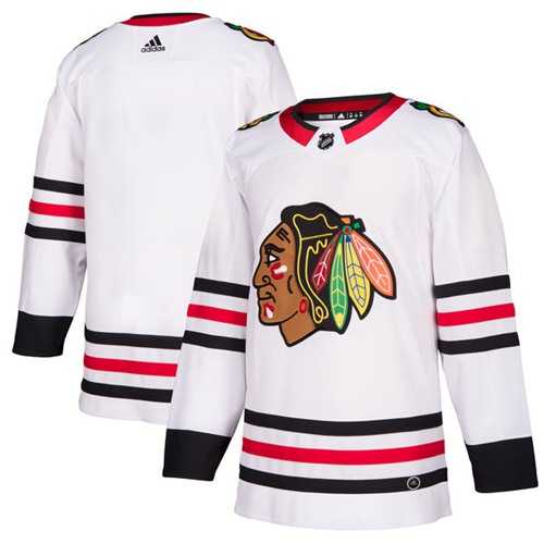 Men's Adidas Chicago Blackhawks Blank White Road Authentic Stitched NHL Jersey