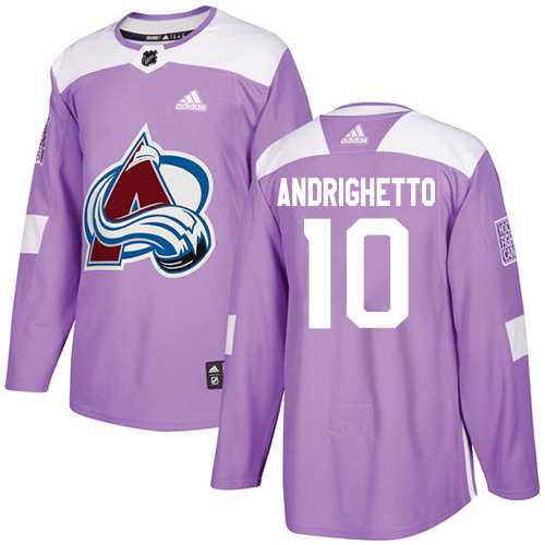 Men's Adidas Colorado Avalanche #10 Sven Andrighetto Purple Authentic Fights Cancer Stitched NHL