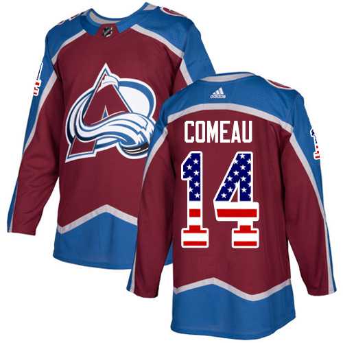 Men's Adidas Colorado Avalanche #14 Blake Comeau Burgundy Home Authentic USA Flag Stitched NHL Jersey