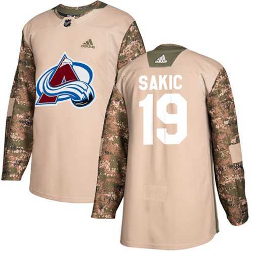 Men's Adidas Colorado Avalanche #19 Joe Sakic Camo Authentic 2017 Veterans Day Stitched NHL Jersey