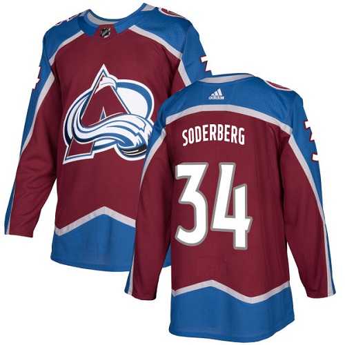 Men's Adidas Colorado Avalanche #34 Carl Soderberg Burgundy Home Authentic Stitched NHL Jersey