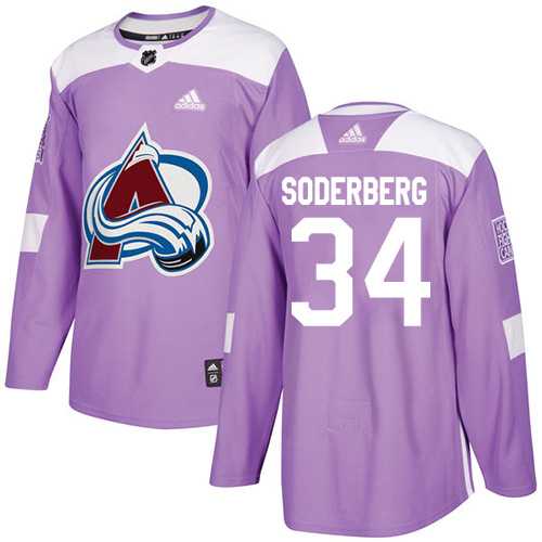 Men's Adidas Colorado Avalanche #34 Carl Soderberg Purple Authentic Fights Cancer Stitched NHL
