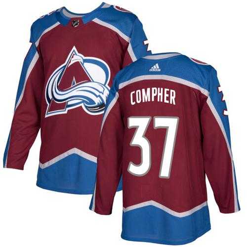 Men's Adidas Colorado Avalanche #37 J.T. Compher Burgundy Home Authentic Stitched NHL Jersey