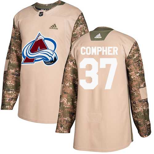 Men's Adidas Colorado Avalanche #37 J.T. Compher Camo Authentic 2017 Veterans Day Stitched NHL Jersey