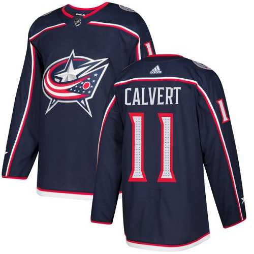 Men's Adidas Columbus Blue Jackets #11 Matt Calvert Navy Blue Home Authentic Stitched NHL Jersey