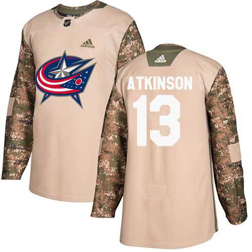 Men's Adidas Columbus Blue Jackets #13 Cam Atkinson Camo Authentic 2017 Veterans Day Stitched NHL Jersey