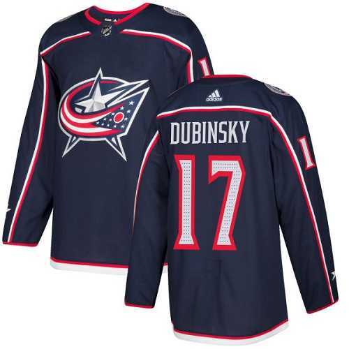 Men's Adidas Columbus Blue Jackets #17 Brandon Dubinsky Navy Blue Home Authentic Stitched NHL Jersey