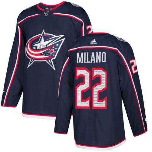 Men's Adidas Columbus Blue Jackets #22 Sonny Milano Navy Blue Home Authentic Stitched NHL Jersey