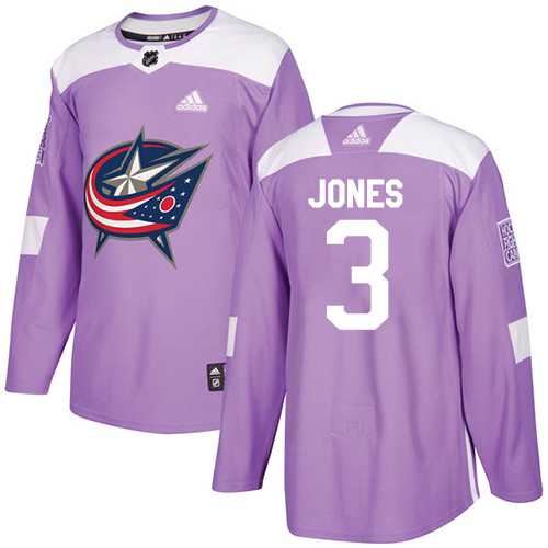 Men's Adidas Columbus Blue Jackets #3 Seth Jones Purple Authentic Fights Cancer Stitched NHL