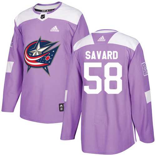 Men's Adidas Columbus Blue Jackets #58 David Savard Purple Authentic Fights Cancer Stitched NHL