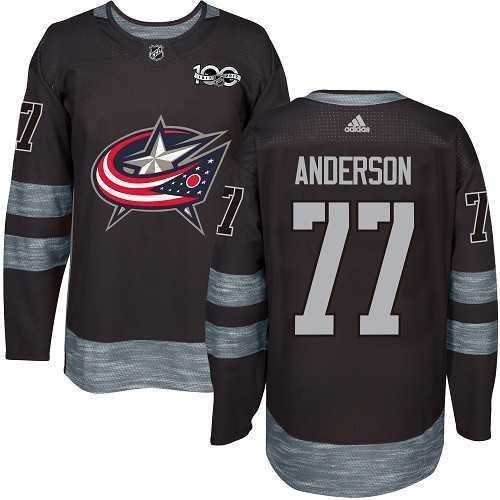 Men's Adidas Columbus Blue Jackets #77 Josh Anderson Black 1917-2017 100th Anniversary Stitched NHL Jersey