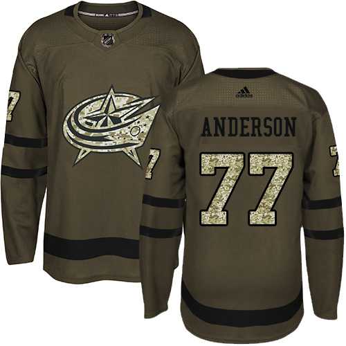 Men's Adidas Columbus Blue Jackets #77 Josh Anderson Green Salute to Service Stitched NHL