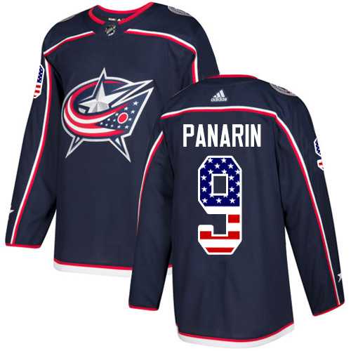 Men's Adidas Columbus Blue Jackets #9 Artemi Panarin Navy Blue Home Authentic USA Flag Stitched NHL Jersey