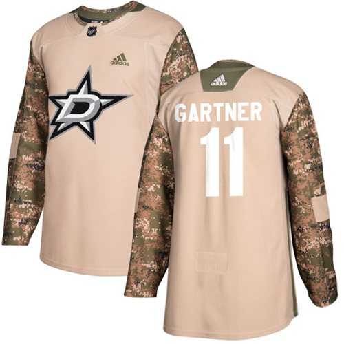 Men's Adidas Dallas Stars #11 Mike Gartner Camo Authentic 2017 Veterans Day Stitched NHL Jersey