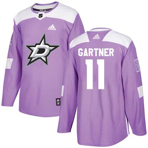 Men's Adidas Dallas Stars #11 Mike Gartner Purple Authentic Fights Cancer Stitched NHL
